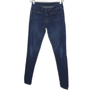 Levis Juniors Mid-Rise Skinny Jeans Sz 1M Cotton Blend Dark Wash